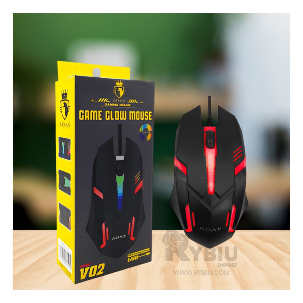 MOUSE RYBIU LED CON ILUMINACIÓN ROJA EN NEGRO + PAPEL REGALO TE31596 - 1