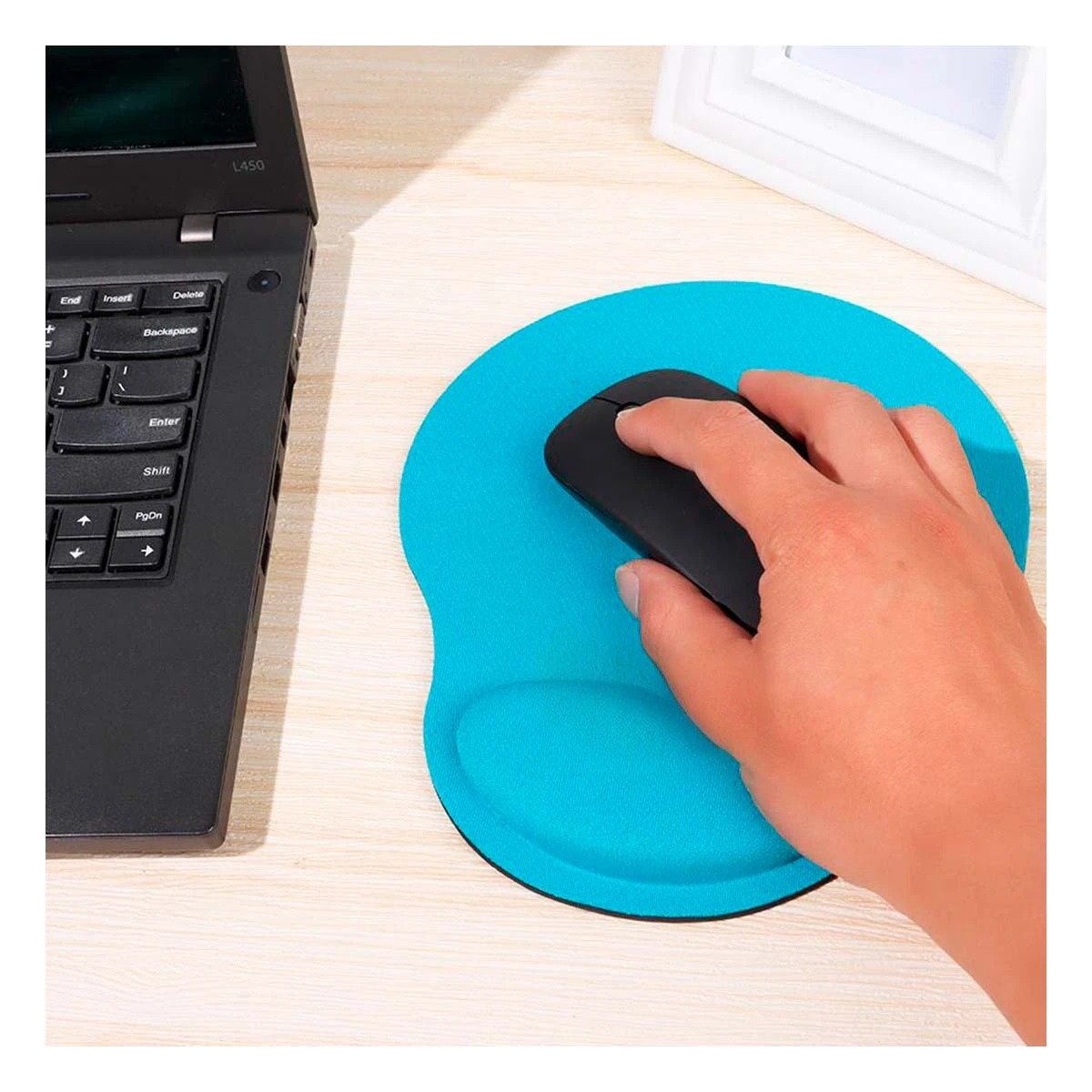 TAPETE CELESTE PEQUENO CON GEL ERGONOMICO Y ALTA CALIDAD - 2