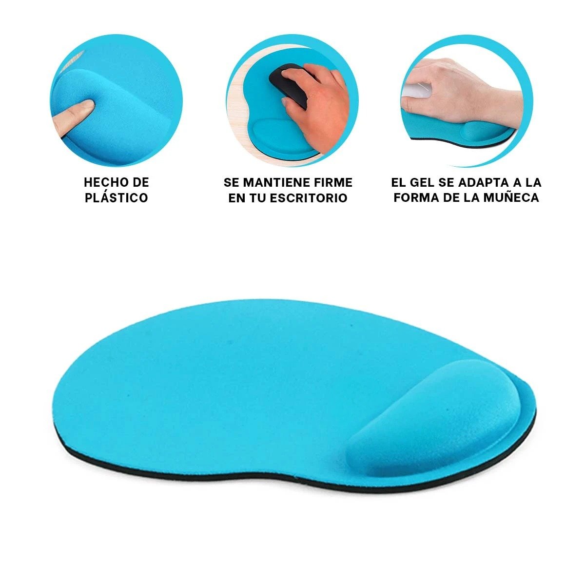 TAPETE CELESTE PEQUENO CON GEL ERGONOMICO Y ALTA CALIDAD - 3