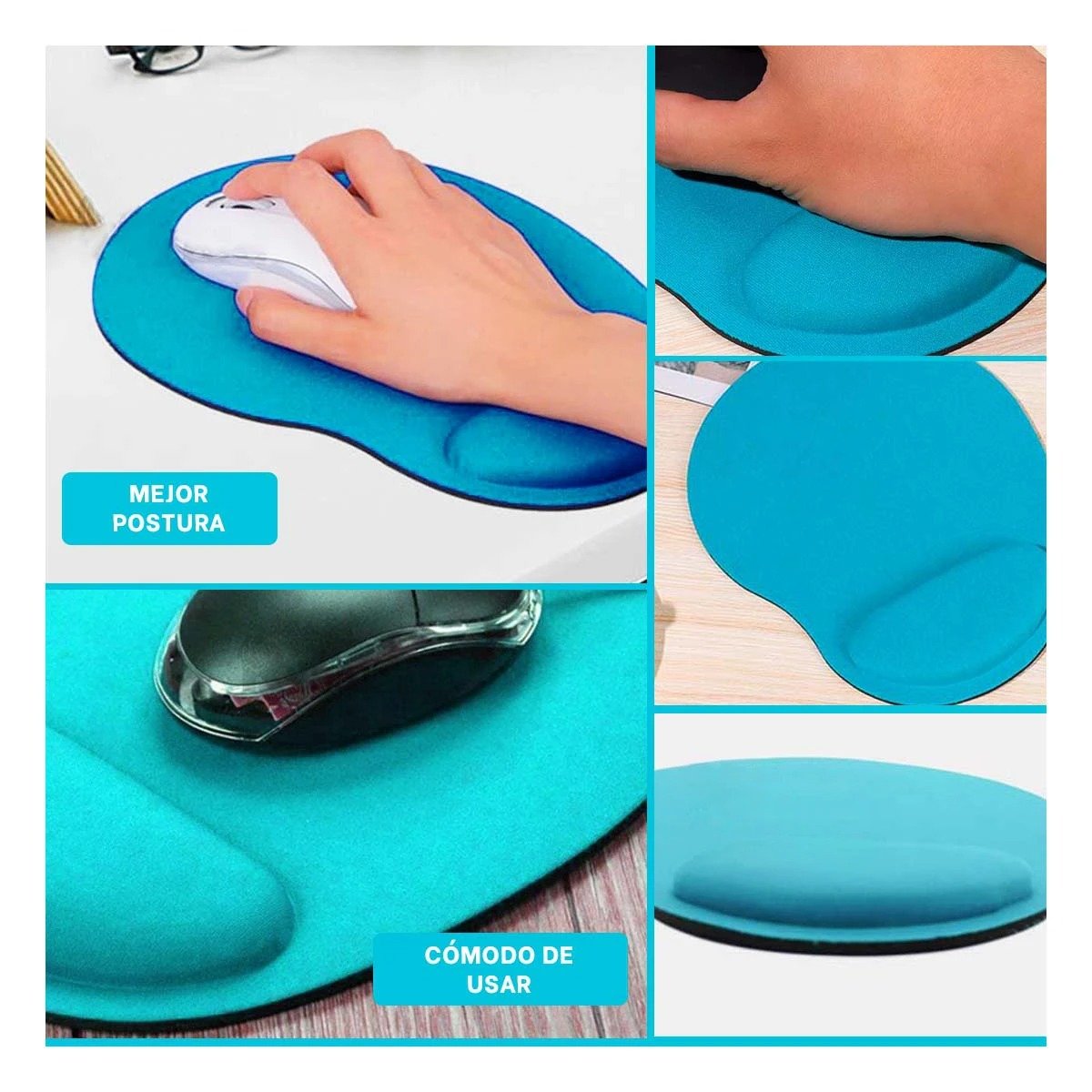 TAPETE CELESTE PEQUENO CON GEL ERGONOMICO Y ALTA CALIDAD - 5