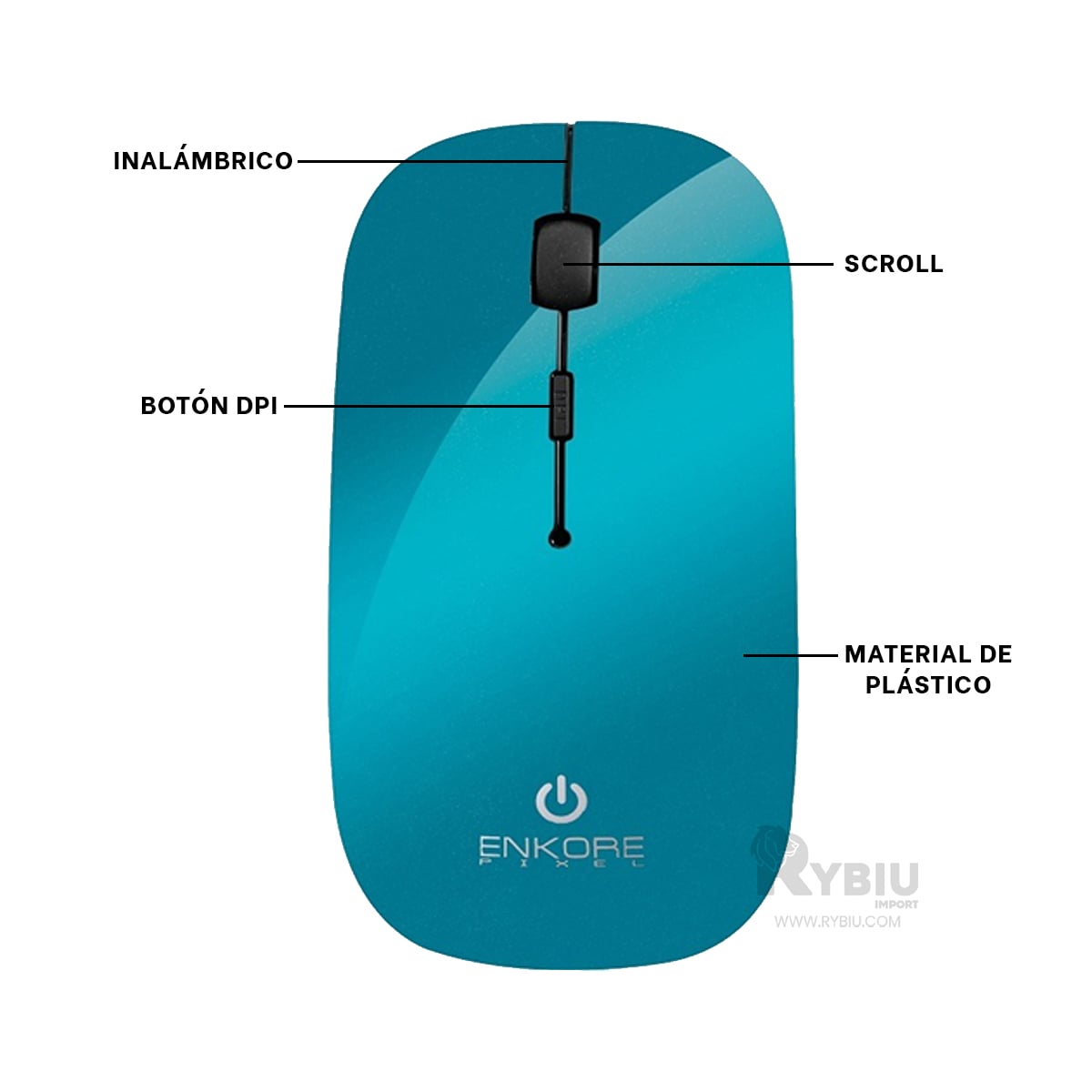 PUNTERO RYBIU SENSIBLE PC 108WL CELESTE + GIFT MINIAGENDA - 3