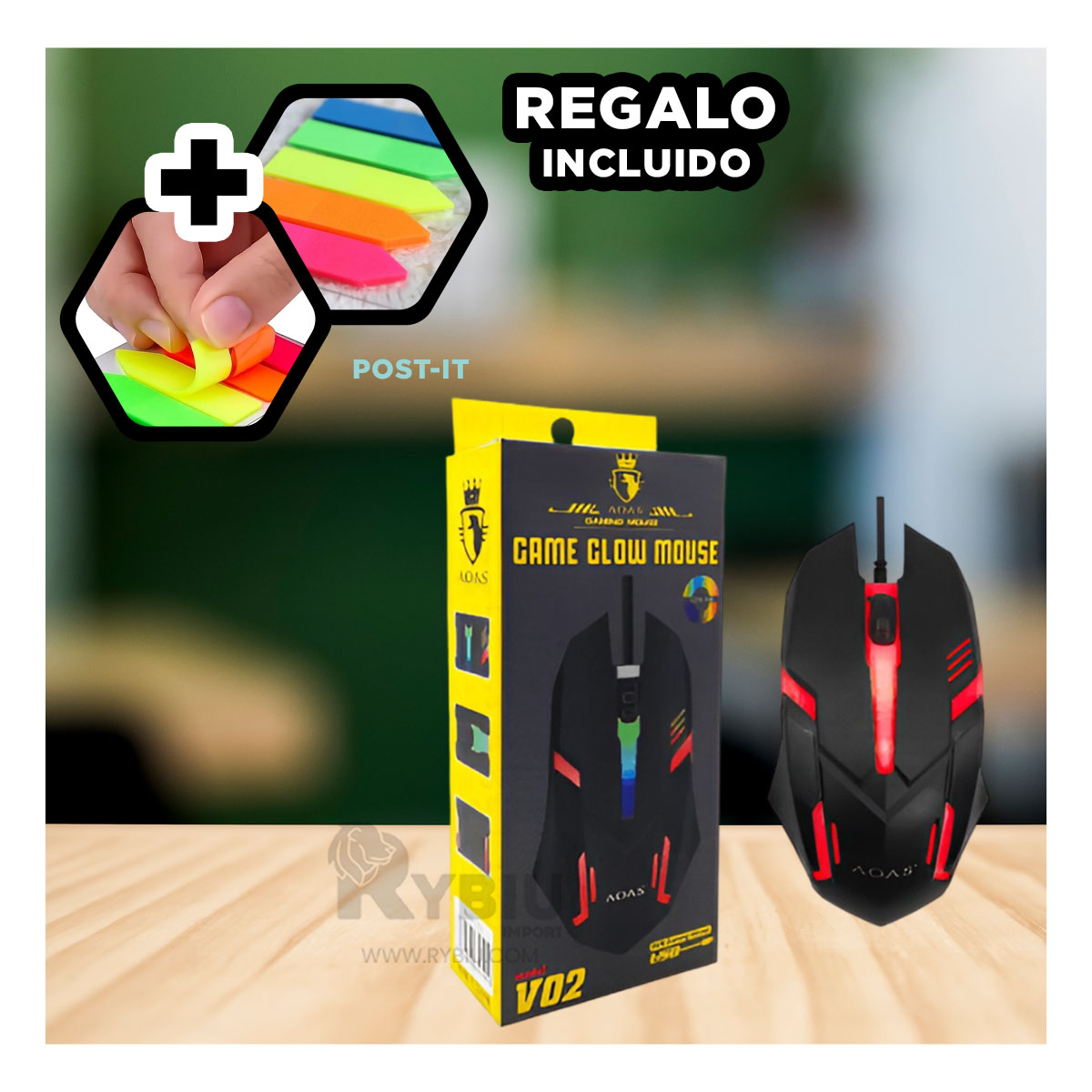 CURSOR RYBIU GAMING CON LUCES NEGRO + REGALO LIGAS PEINAR TE31596 - 1