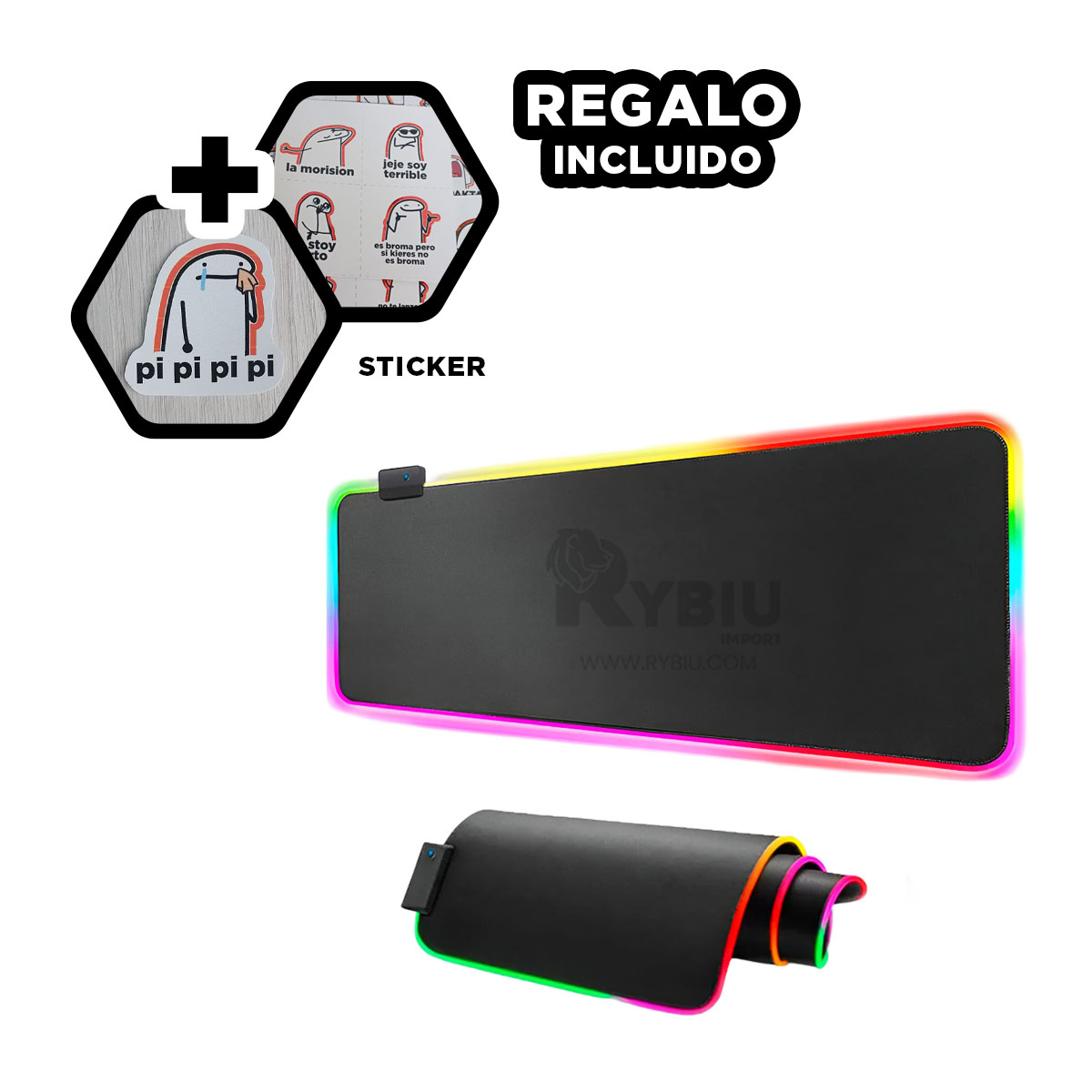 ALFOMBRILLA UTIL PARA PC NEGRO Y+REGALO LIGAS PARA PEINAR - 1