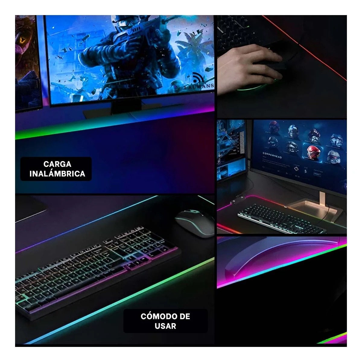 BASE GAMER RGB CON LUCES LED RENDIMIENTO SUPERIOR Y MODERNO Y+POST IT - 1