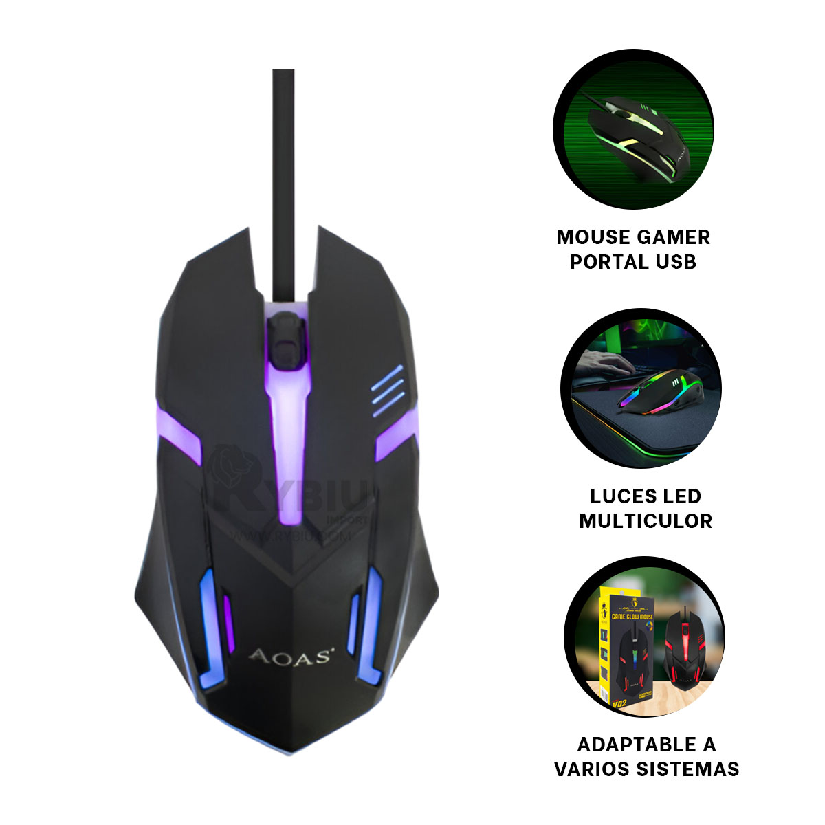 MOUSE RYBIU ERGONÓMICO CON CABLE EN NEGRO + REGALO AGENDITA TE31596 - 4