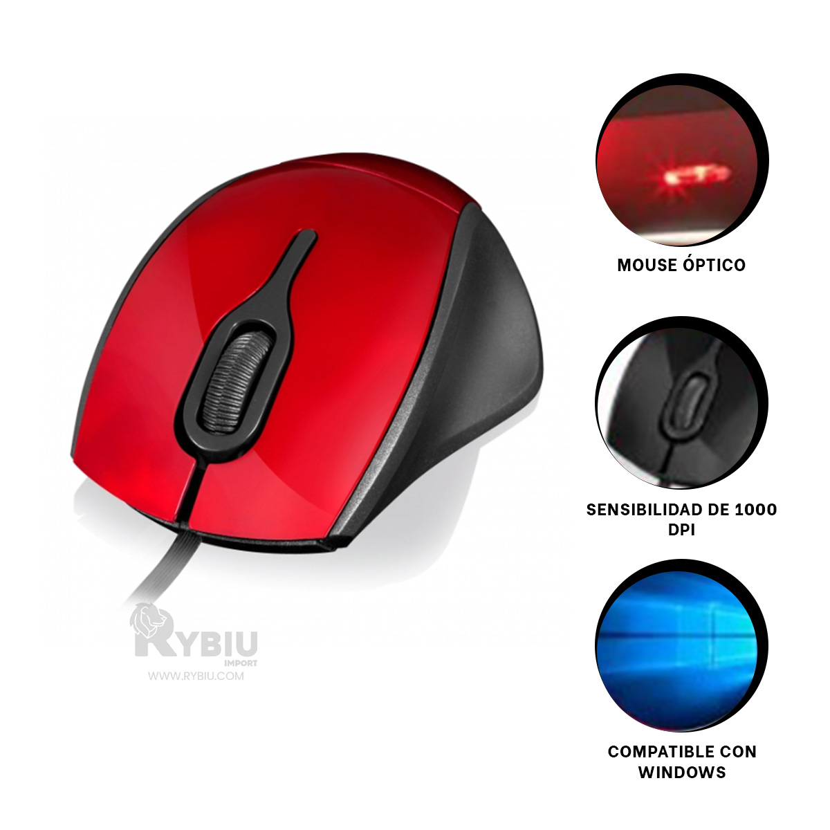 CURSOR RYBIU ORDENADOR COLOR ROJO + BANDERITAS ADHESIVAS TE31593 - 3
