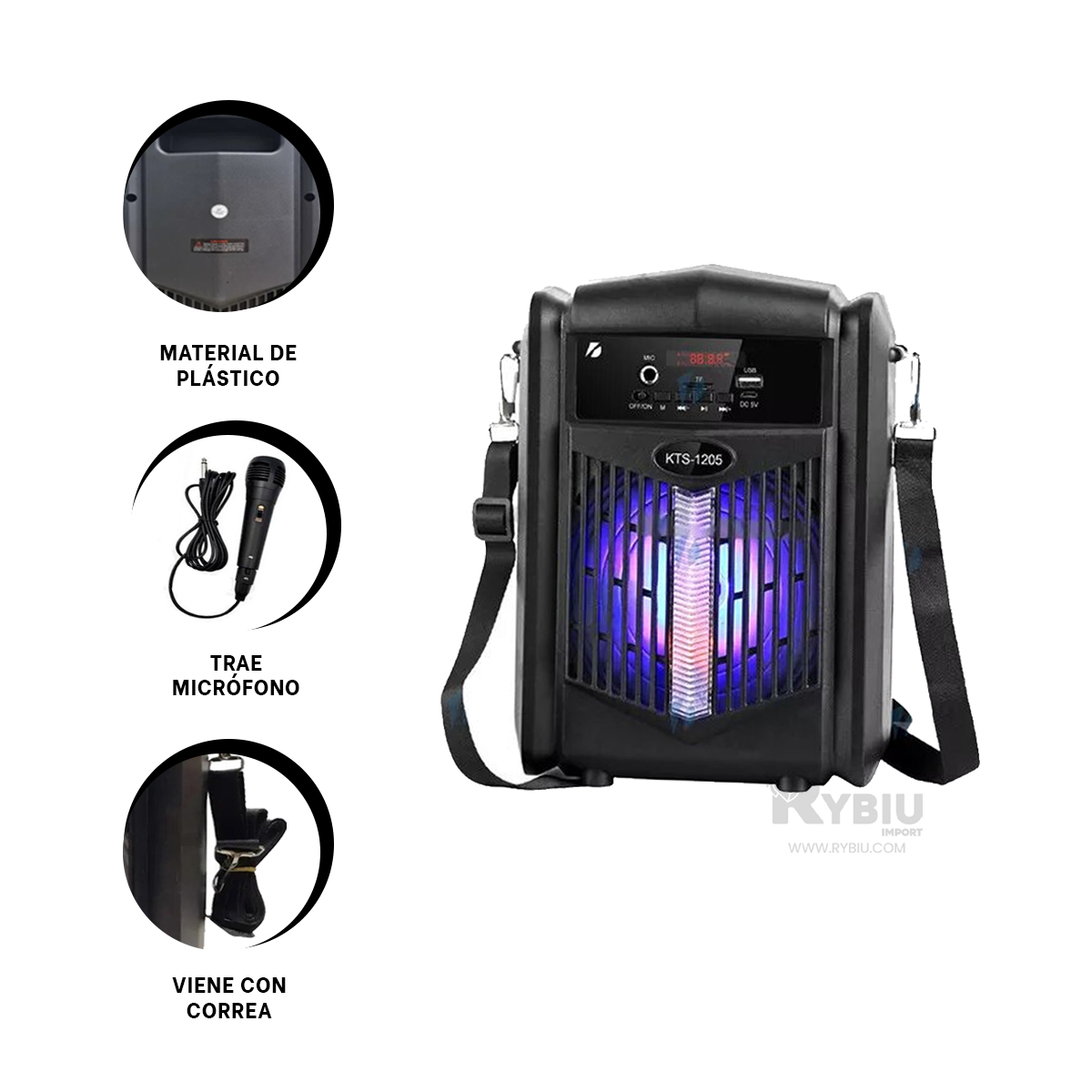 PARLANTE RYBIU KTX-1205 BLUETOOTH BOCINA SONIDO 6.5 PULG + REGALO AGENDITA - 3