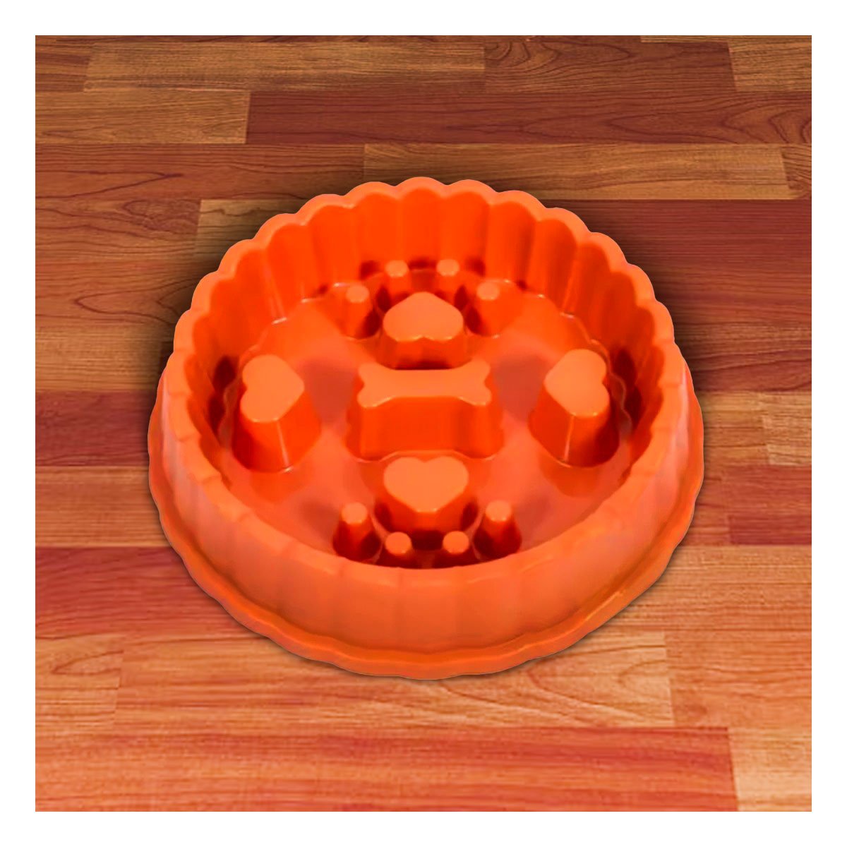 COMEDERO PET ANTIESTRES TIPO HUELLITAS NARANJA PARA MASCOTAS - 1