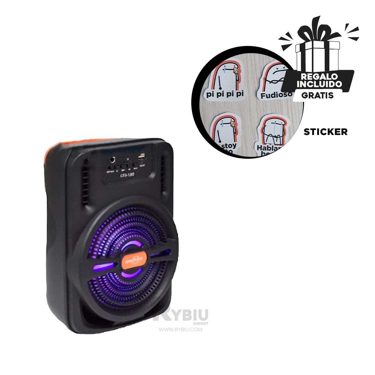 PARLANTE BLUETOOTH RYBIU GTS-1285 ALTAVOZ INTELIGENTE + REGALO LIGAS PEINAR - 1