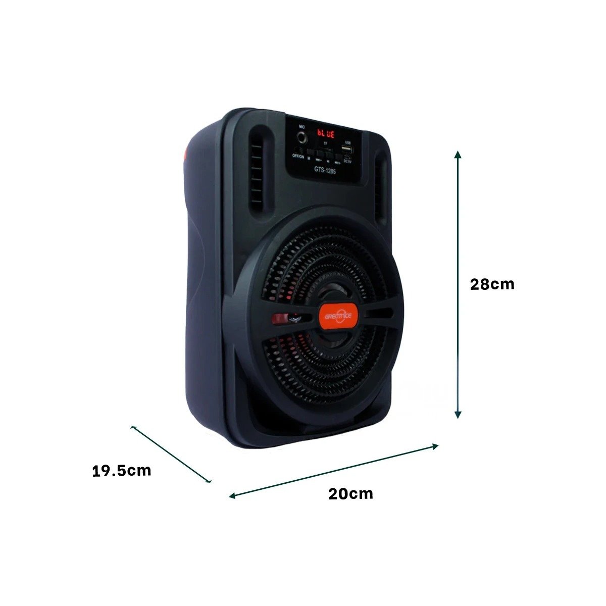 PARLANTE BLUETOOTH RYBIU GTS-1285 SOPORTE CELULAR PLASTICO NEGRO - 3