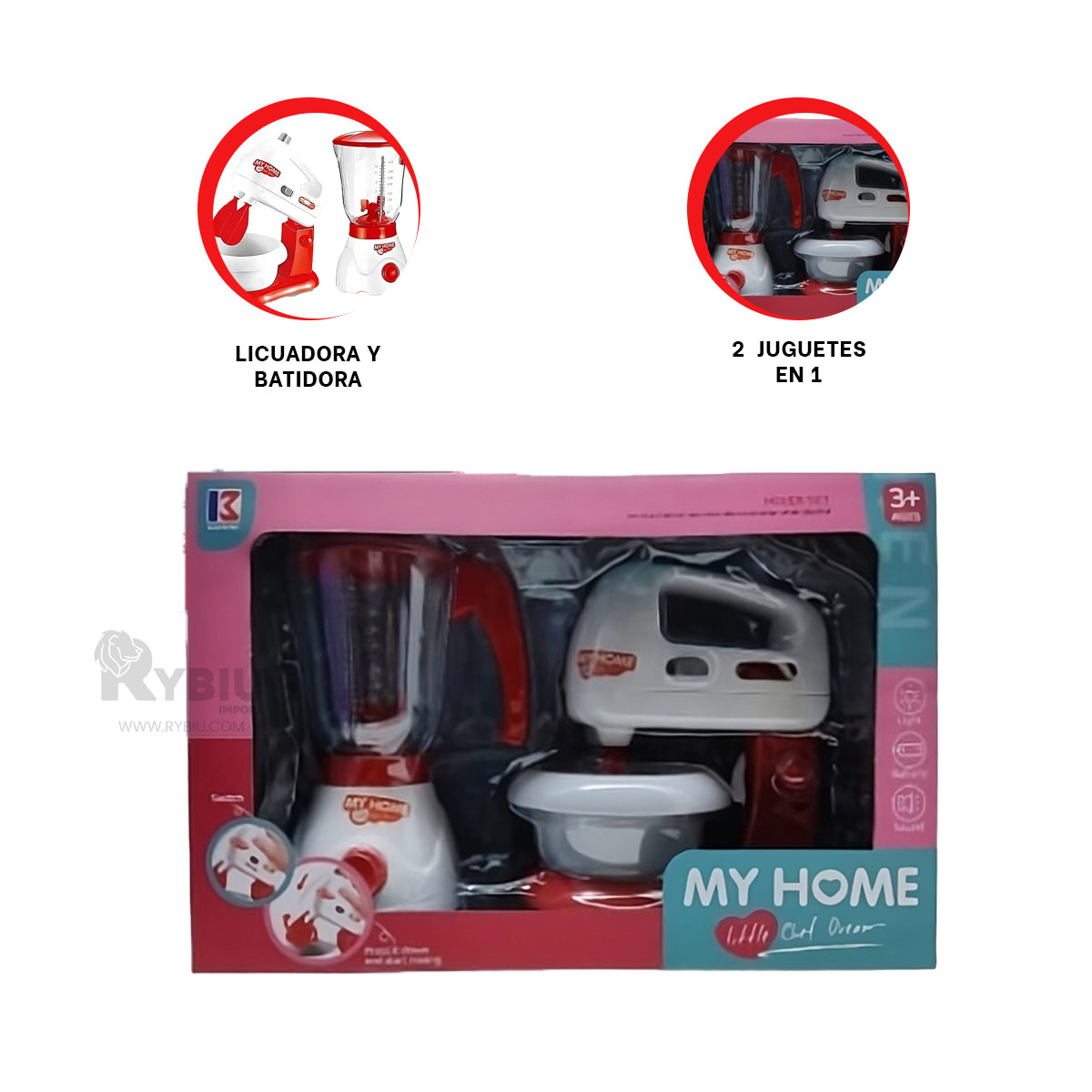 KIT DE BATIDORA Y LICUADORA EN TONO ROJO Y+LIGAS DE REGALO - 3