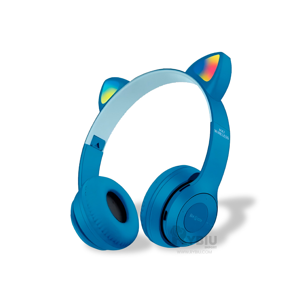 AURICULARES RYBIU INALÁMBRICO MOL2 BLUETOOTH LED GATO EN AZUL + REGALO AGENDITA - 2