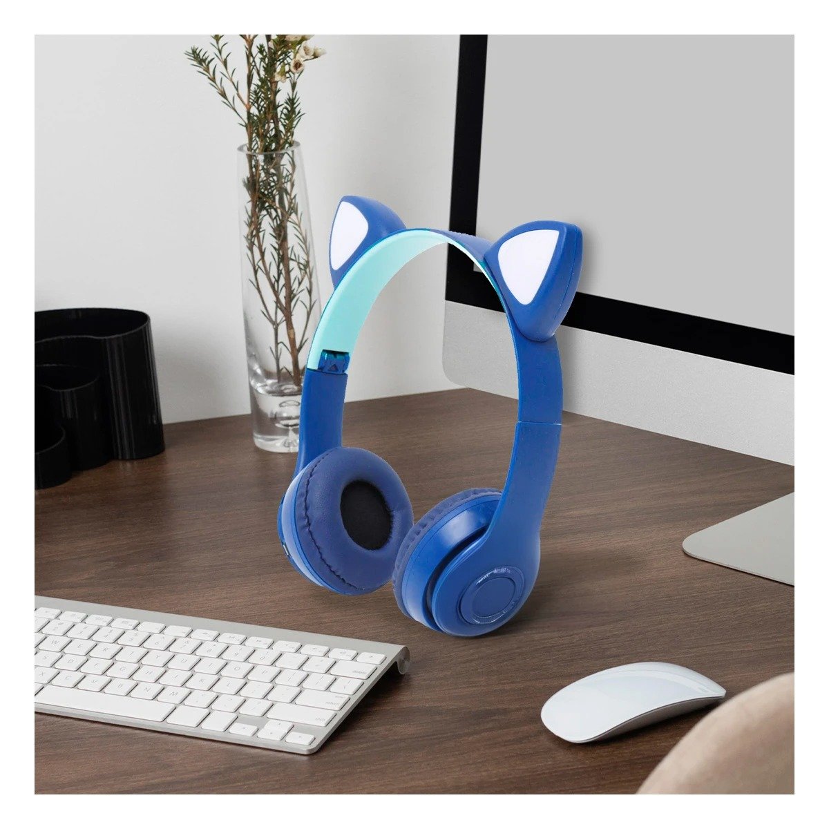 OREJERAS RYBIU INALÁMBRICO MOL2 BLUETOOTH PORTATIL EN GATO COLOR AZUL + POST-IT ADHESIVOS - 4