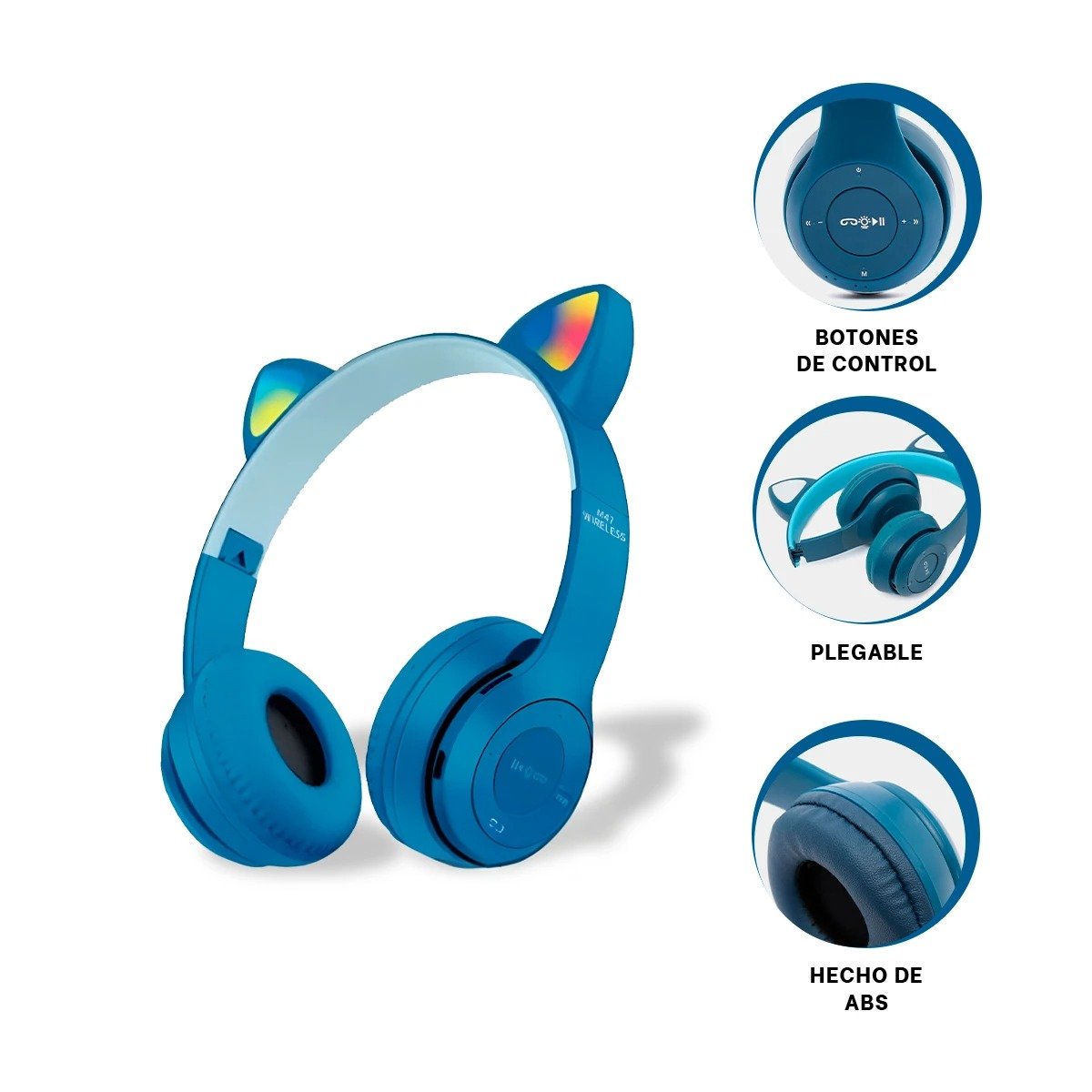 OREJERAS RYBIU INALÁMBRICO MOL2 BLUETOOTH PORTATIL EN GATO COLOR AZUL + POST-IT ADHESIVOS - 5