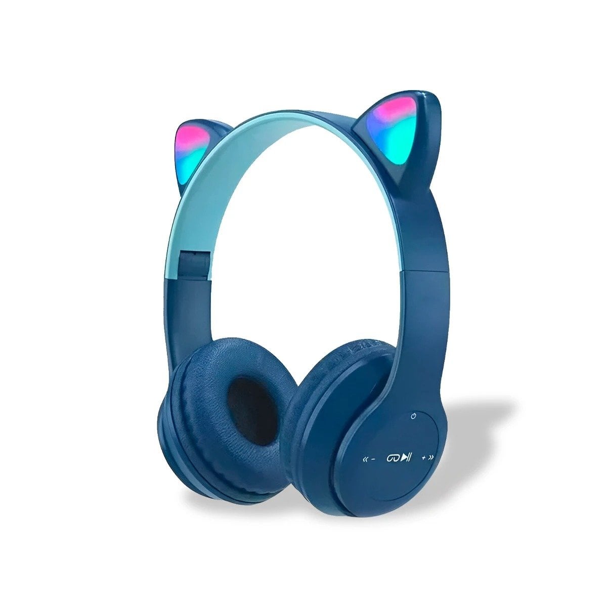 AUDÍFONOS RYBIU INALÁMBRICO MOL2 BLUETOOTH CON TEMATICA GATO Y CON LUCES EN TONO AZUL - 3