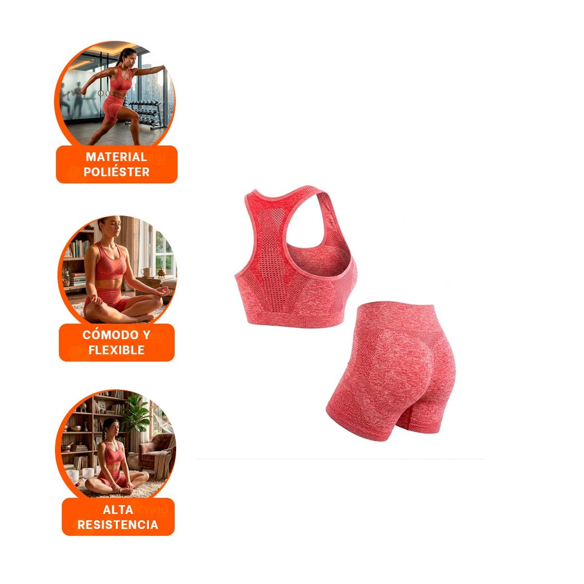 CONJUNTO YOGA MUJER RYBIU DE33250 ROJO MOVIMIENTO - 3