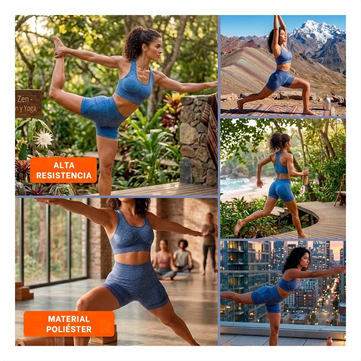 SHORT YOGA MUJER RYBIU DE33249 AZUL MODERNO Y PUSH UP + POST-IT ADHESIVOS - 5