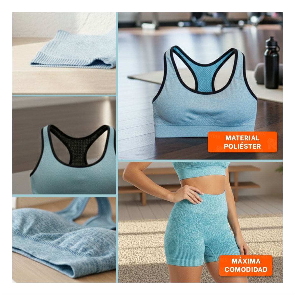 CONJUNTO DEPORTIVO YOGA MUJER RYBIU DE33248020 CELESTE + POST-IT ADHESIVOS - 1