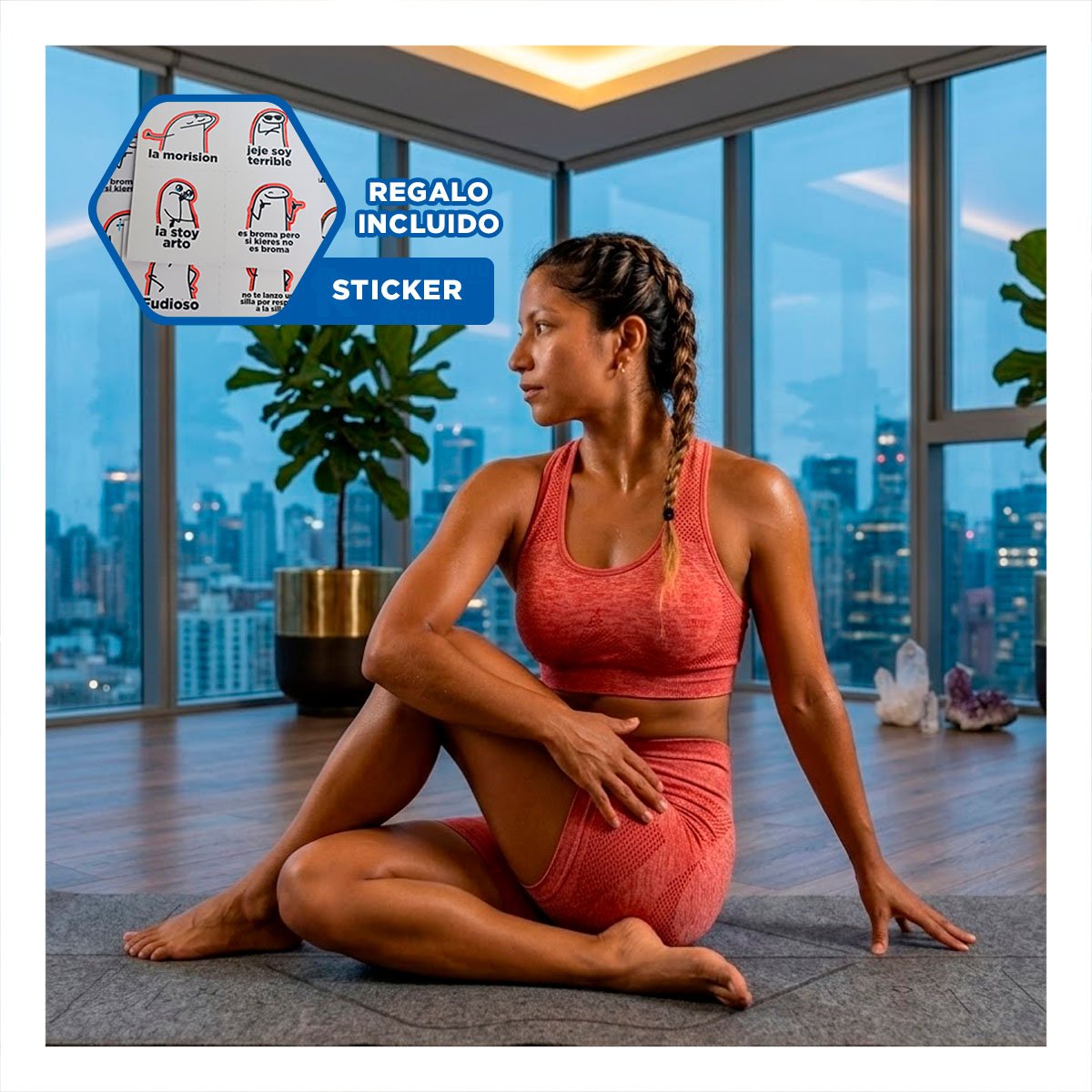 CONJUNTO DEPORTIVO MUJER RYBIU DE33250 ROJO CON ESTILO + REGALO STICKERS - 1