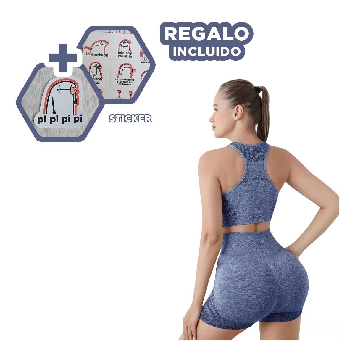 CONJUNTO DEPORTIVO MUJER RYBIU DE33249 AZUL CON ESTILO + REGALO STICKERS - 1