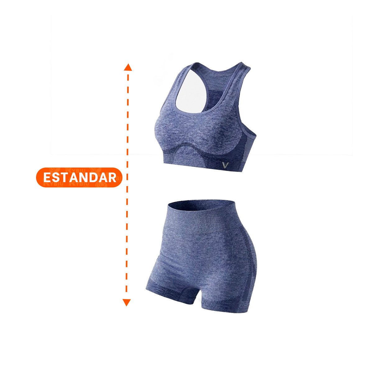 SHORT DEPORTIVO MUJER RYBIU DE33249 AZUL Y TOP CON ESTILO + LIGAS REGALO - 4
