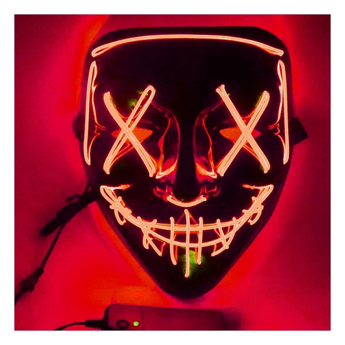 MASCARAS RYBIU FI32675 ROJO MASCARA PURGA LUCES LED NEON HALLOWEEN - 2