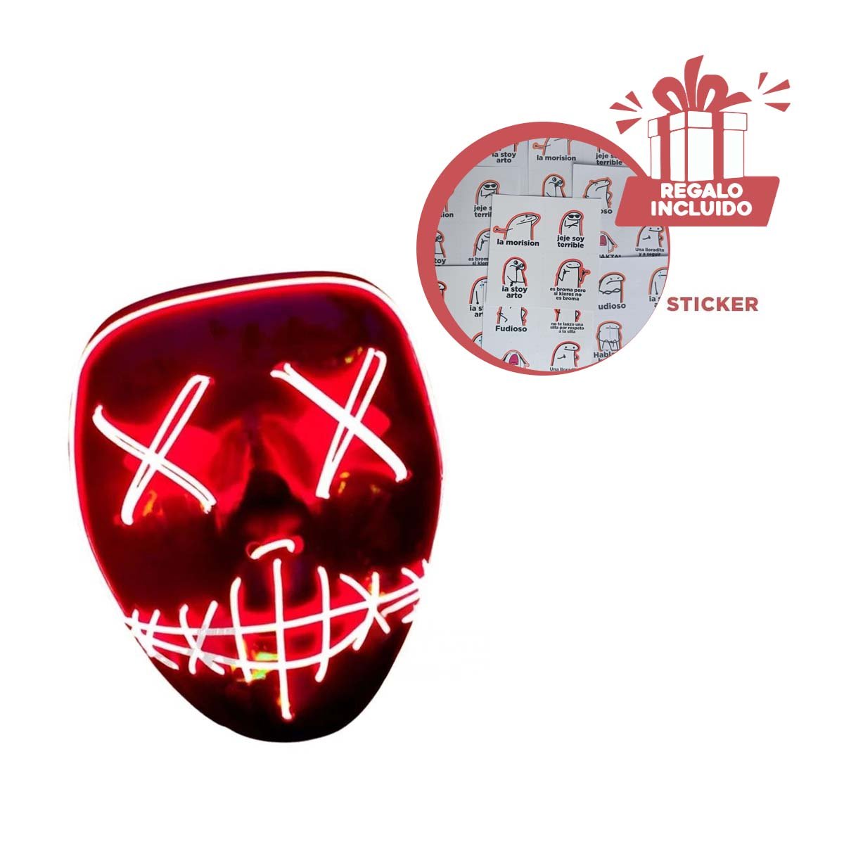 MASCARAS RYBIU FI32675 ROJO MASCARA VERSATIL + REGALO STICKERS - 1