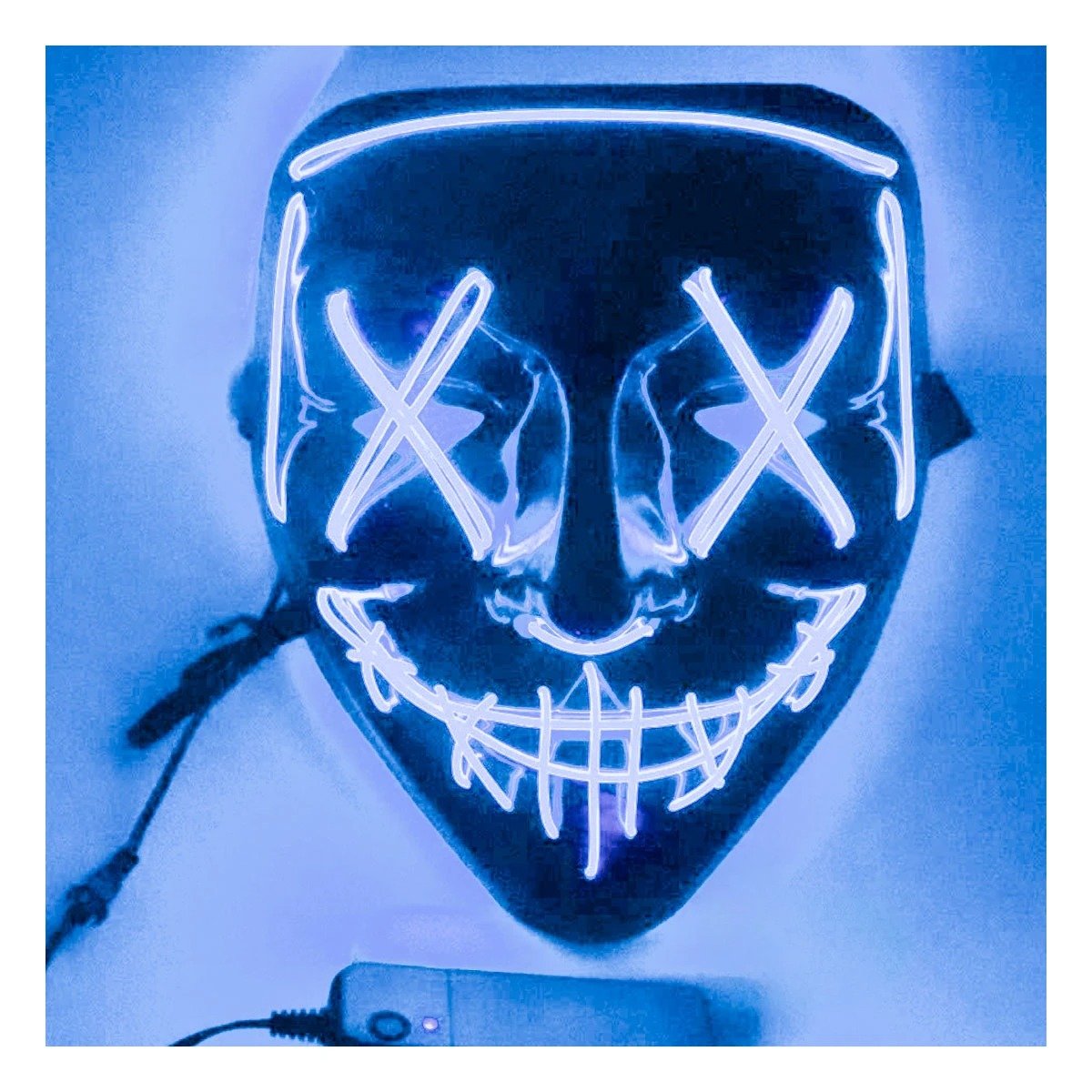 MASCARAS RYBIU FI32677 AZUL MASCARA PURGA LUCES LED NEON HALLOWEEN - 2