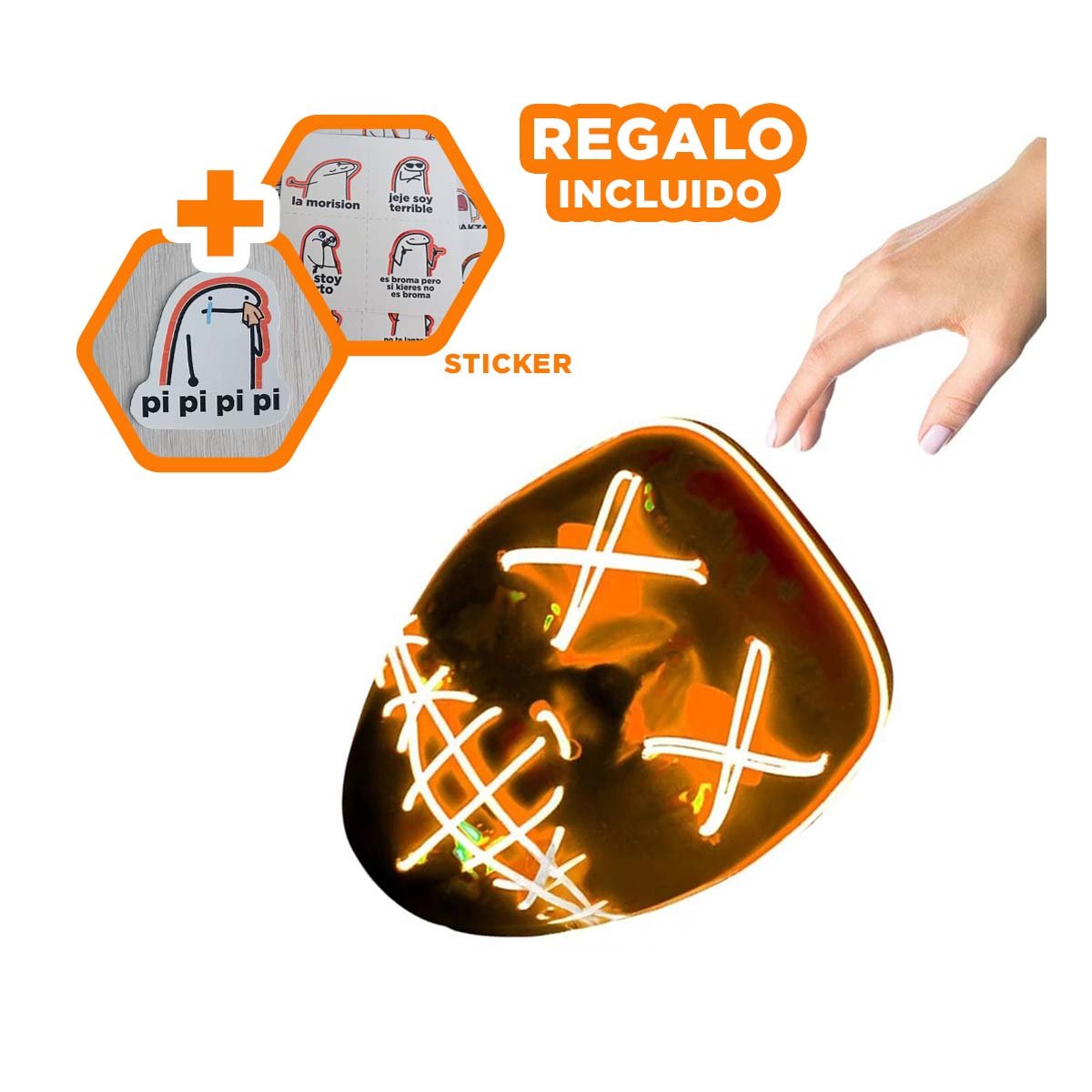 MASCARAS RYBIU FI32674 NARANJA MASCARA VERSATIL + REGALO STICKERS - 1
