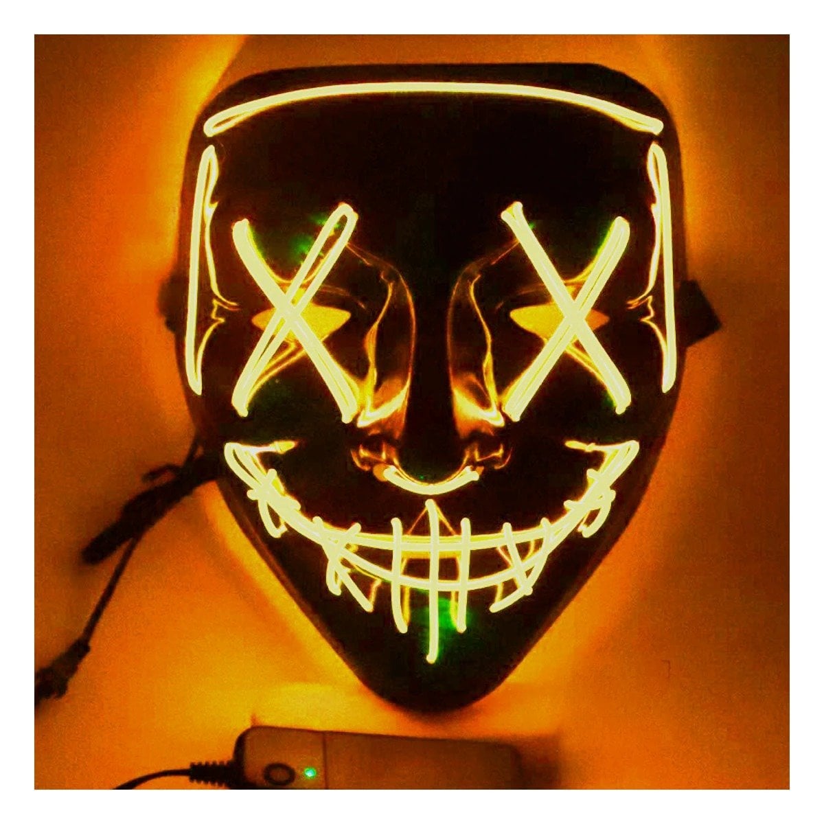 MASCARAS RYBIU FI32674 NARANJA MASCARA PURGA LUCES LED NEON HALLOWEEN - 2