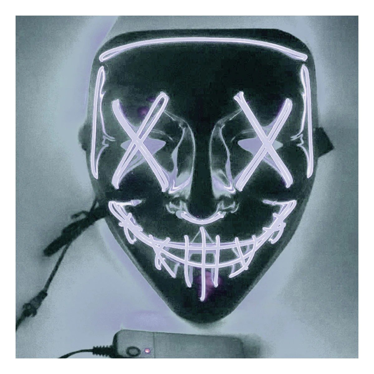 MASCARAS RYBIU FI32676 BLANCO MASCARA PURGA LUCES LED NEON HALLOWEEN - 2