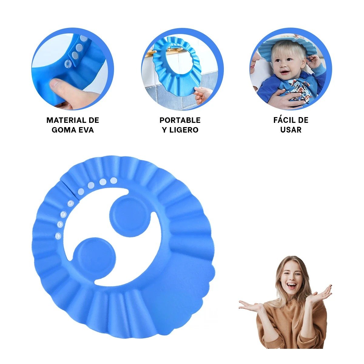PROTECTOR LAVADO DISENO CORONA PARA BEBE AZUL PARA BEBES PEQUENOS - 3