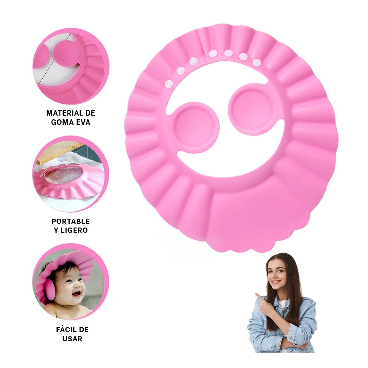 PROTECTOR LAVADO DISENO CORONA PARA BEBE ROSADO PARA BEBES PEQUENOS - 3