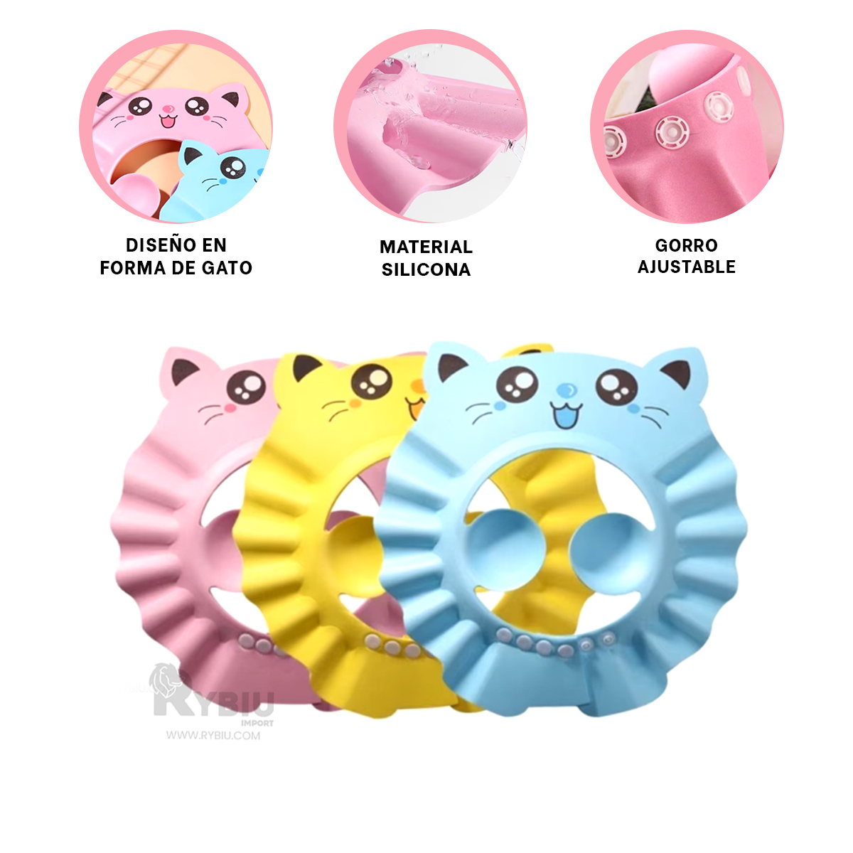 SOMBRERO RYBIU LIGERA DUCHA BEBES ROSADO + GIFT STICKERS - 1