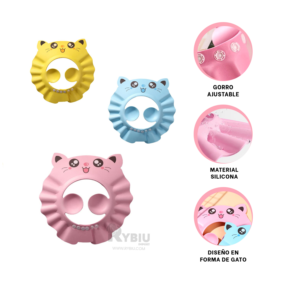 SOMBRERO RYBIU LIGERA DUCHA BEBES ROSADO + GIFT STICKERS - 3