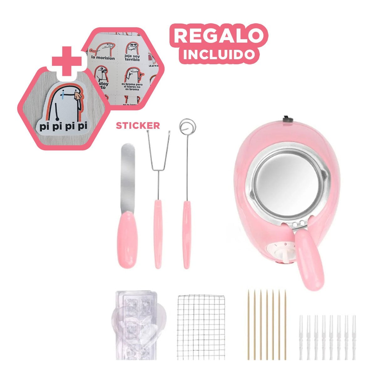 OLLA RYBIU EL30708 ELECTRICA FUNCIONAL COLOR ROSADO + REGALO STICKERS - 1