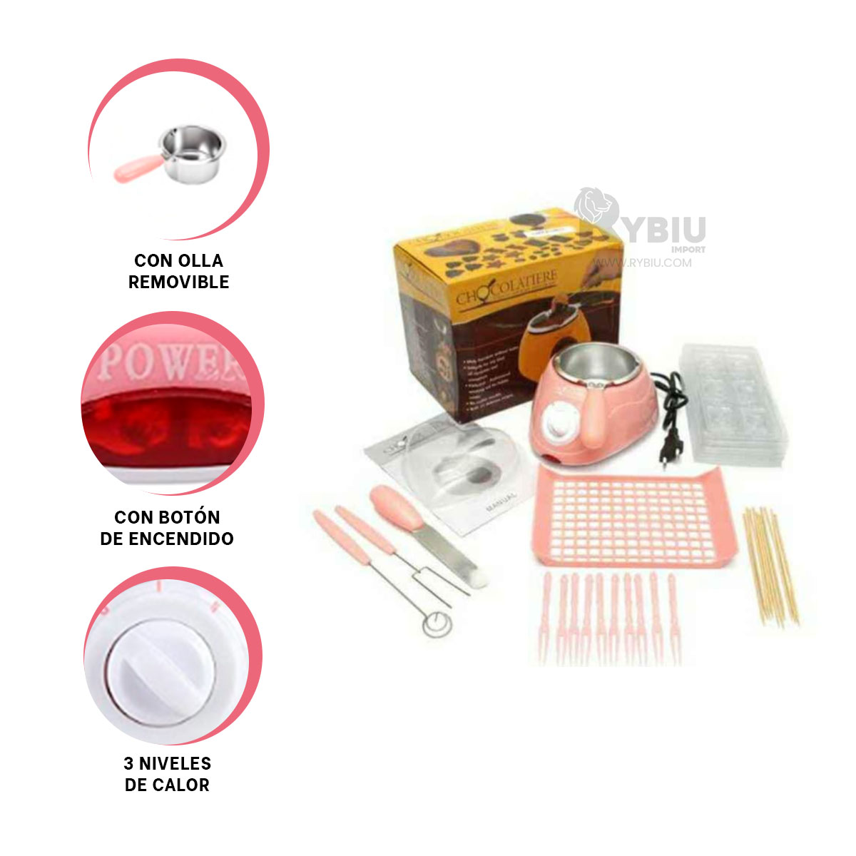 OLLA RYBIU EL30708 FABULOSA IDEAL CHOCOLATE ROSADO + REGALO AGENDITA - 3