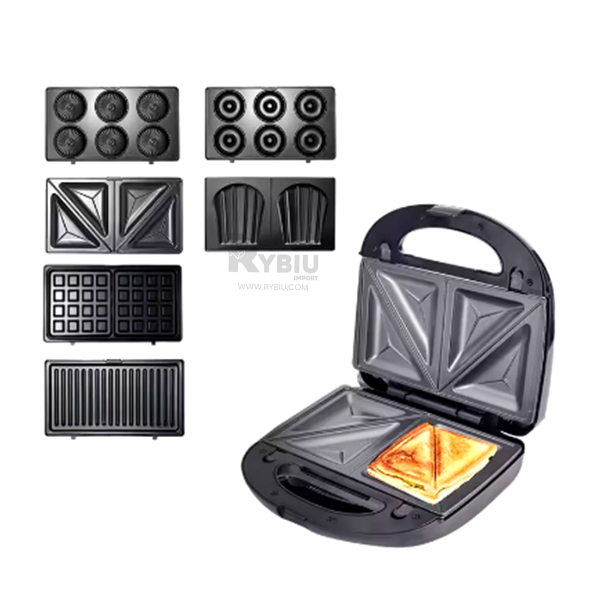 SANGUCHERA RYBIU EL32292 COCINA 6 EN 1 EN NEGRO + BANDERITAS ADHESIVAS - 2