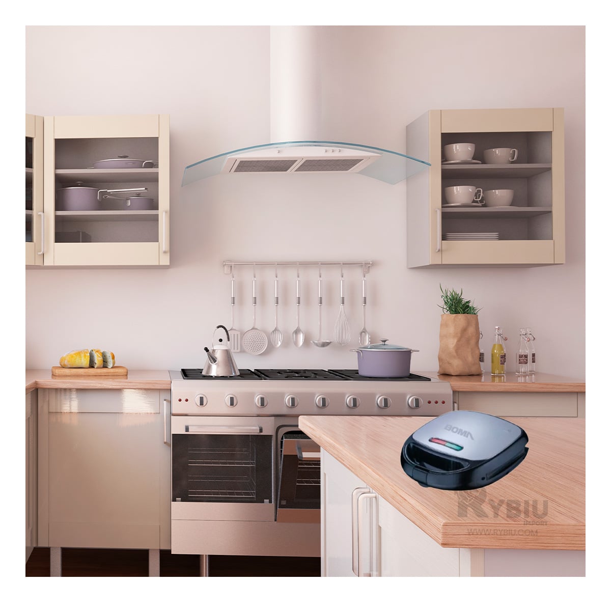 SANGUCHERA RYBIU EL32292 COCINA 6 EN 1 EN NEGRO + BANDERITAS ADHESIVAS - 3