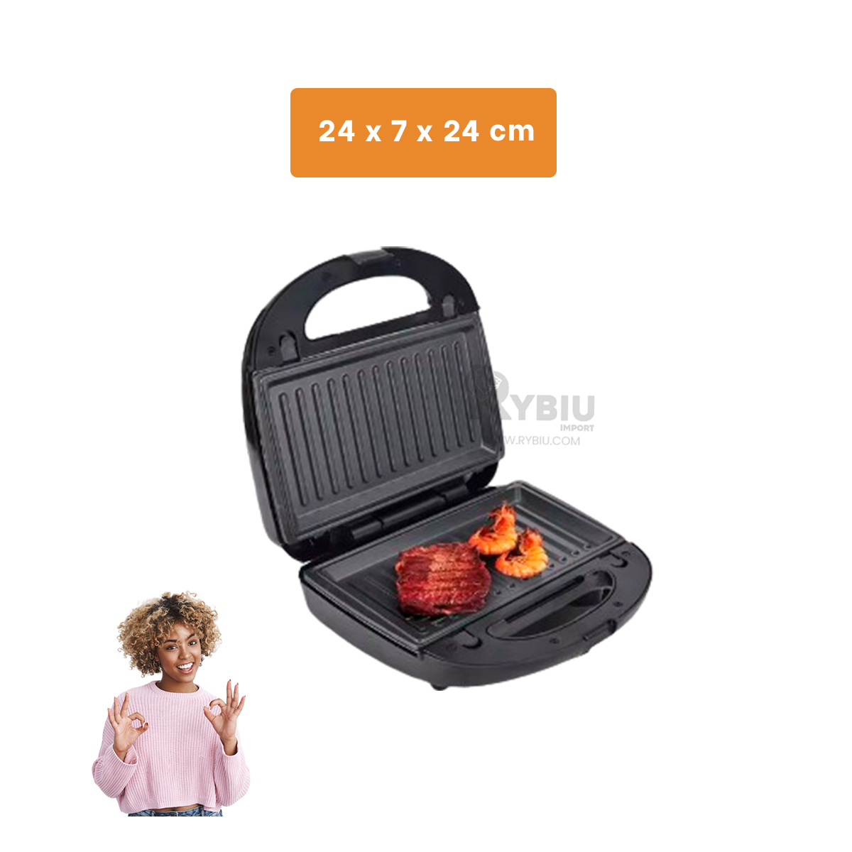 SANGUCHERA RYBIU EL32292 COCINA 6 EN 1 EN NEGRO + BANDERITAS ADHESIVAS - 5
