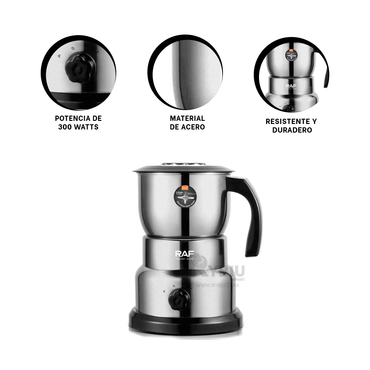 TRITURADOR RYBIU R7129 CEREALES PLATEADO + REGALO AGENDITA - 3