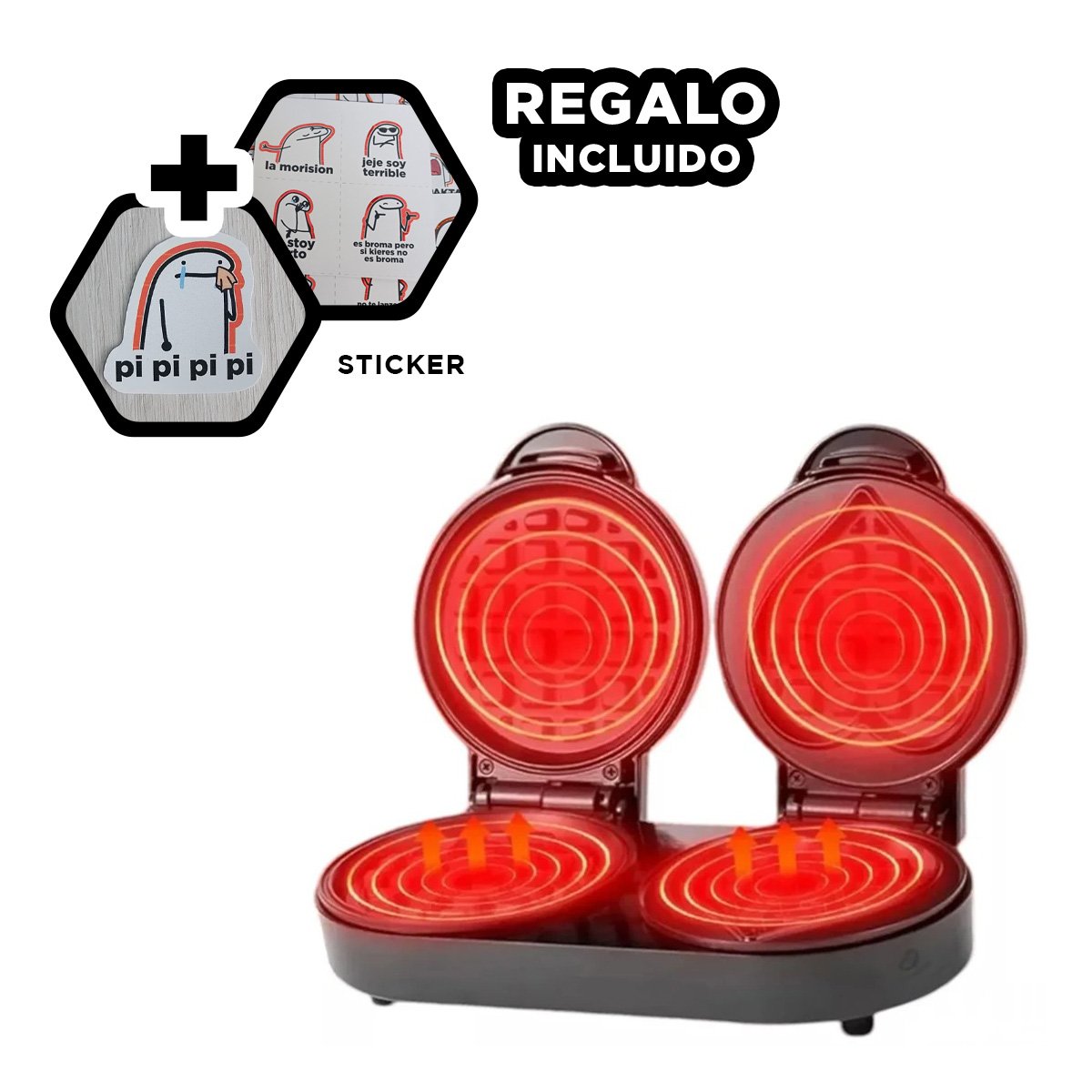 WAFLERA RYBIU R205 CHICA TEFLON EN NEGRO + REGALO STICKERS - 1