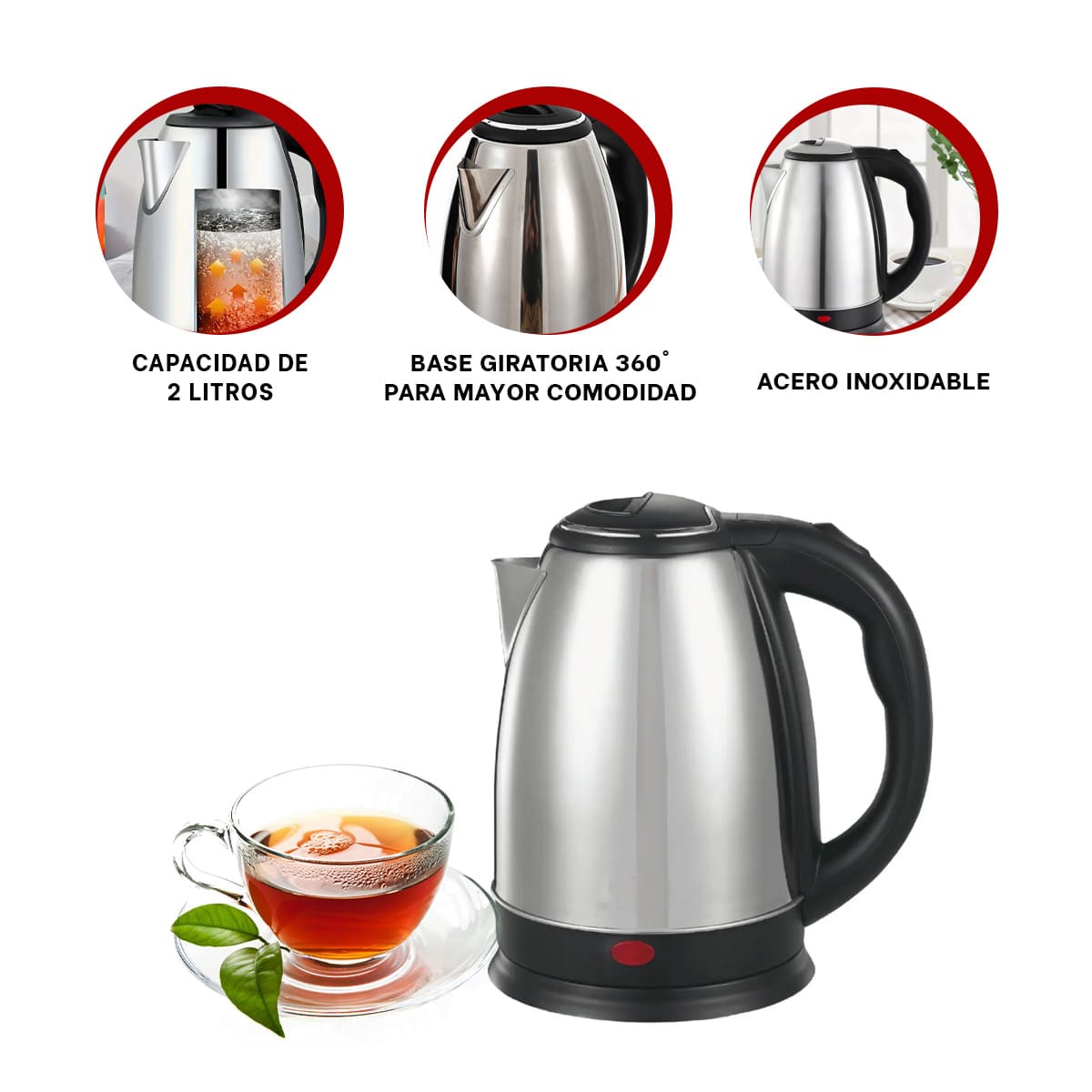 CALENTADOR RYBIU EL30691 2L MINIMALISTA COLOR PLATEADO + GIFT STICKERS - 1