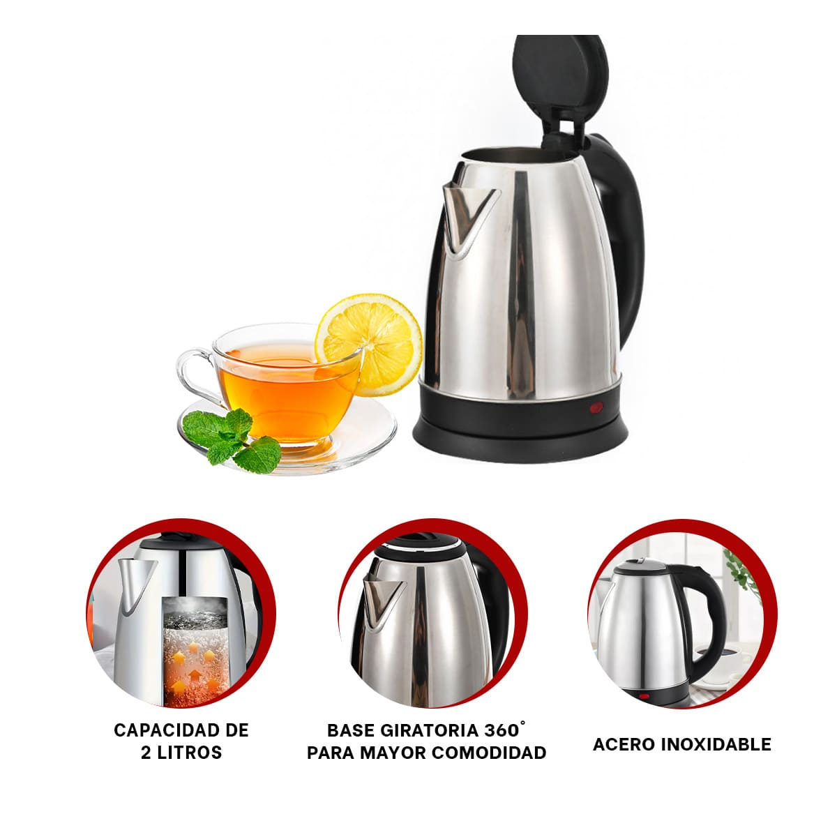 CALENTADOR RYBIU EL30691 2L MINIMALISTA COLOR PLATEADO + GIFT STICKERS - 3