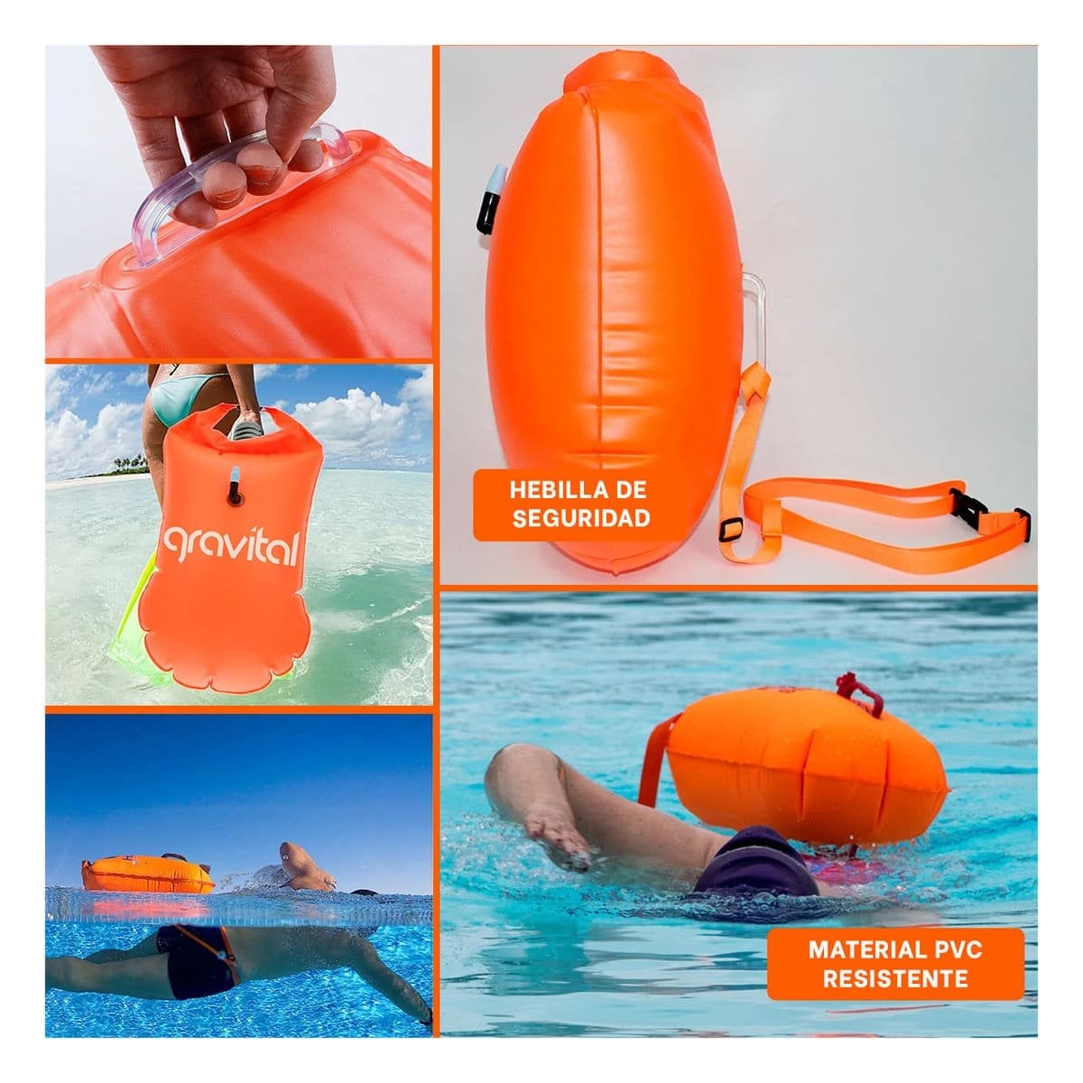 FLOTANTE INFLABLE LIGERO SALVAVIDAS CON MOCHILA ANARANJADO PARA NIÑOS Y+LIGAS REGALO - 5