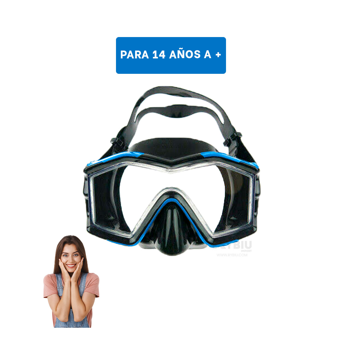 GAFAS NATACIÓN RYBIU 55982 AMPLIAS NADO AZUL + REGALO AGENDITA - 5