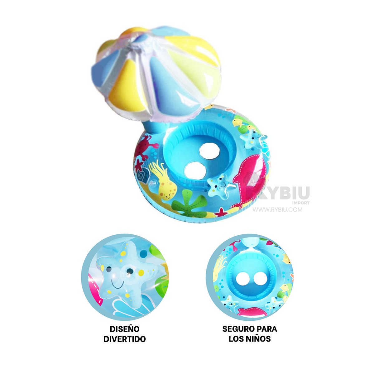 SALVAVIDAS LIGERO UTIL DE FLOR COLOR CELESTE Y+GIFT STICKERS - 4