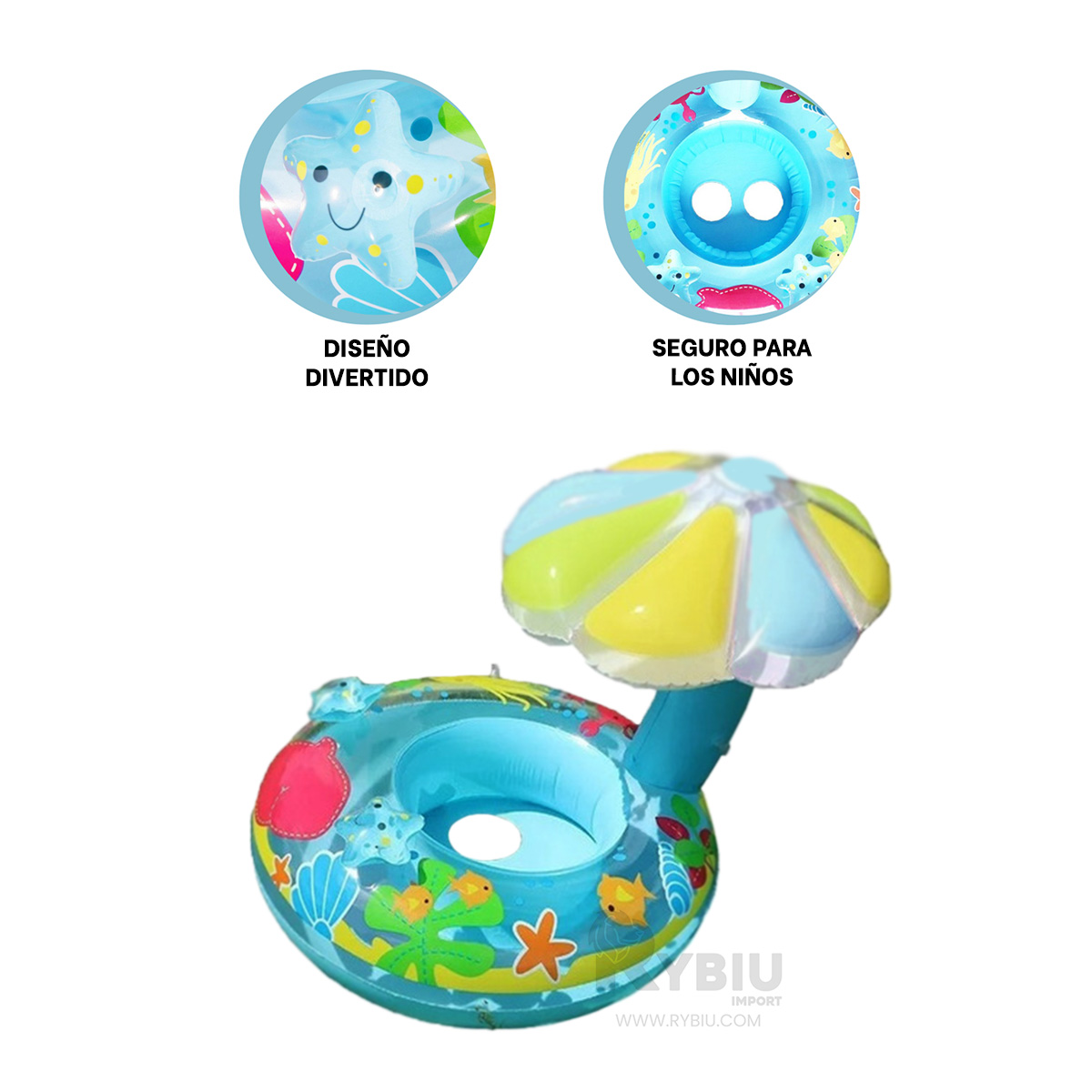 SALVAVIDAS DIDACTICO DE FLOR COLOR CELESTE Y+REGALO STICKERS - 2