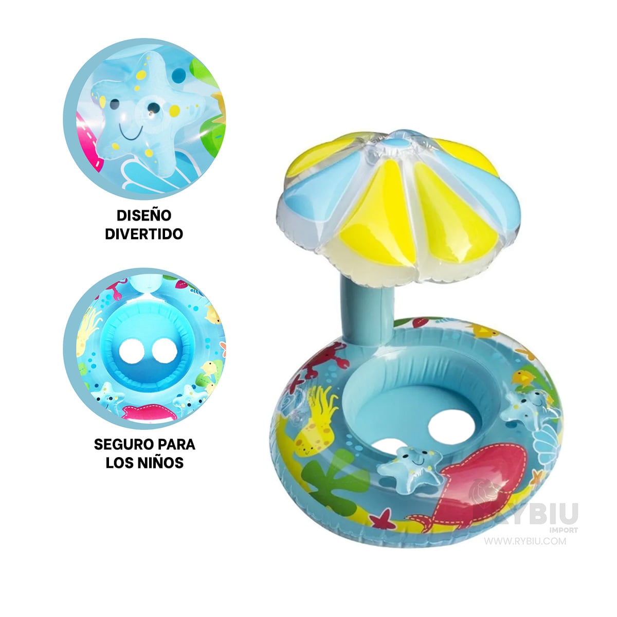 SALVAVIDAS DIDACTICO DE FLOR COLOR CELESTE Y+REGALO STICKERS - 4