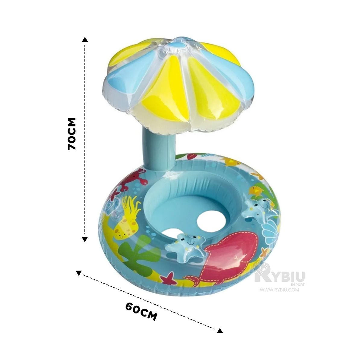 INFLABLE UTIL DE FLOR COLOR CELESTE Y+BANDERITAS ADHESIVAS - 5